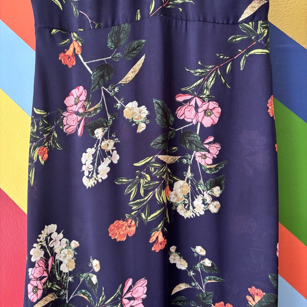 Parker Navy Floral Halter Maxi Dress | Size S - Picture 6 of 6